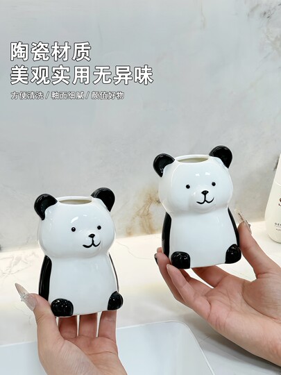 Creative Bear Toothbrush Holder Electric Toothbrush Storage Rack Bathroom Household Couple Toothbrush Organizer Ceramic Base