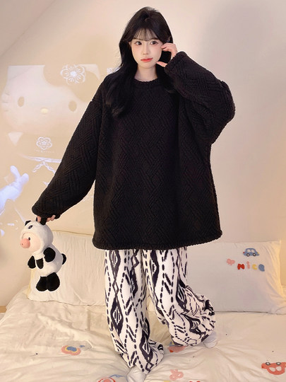 2025 neue Pyjamas aus Korallensamt für Damen im Herbst und Winter, Flanell kann draußen getragen werden und zum Ausgehen, hochwertige, verdickte Heimkleidung für den Winter