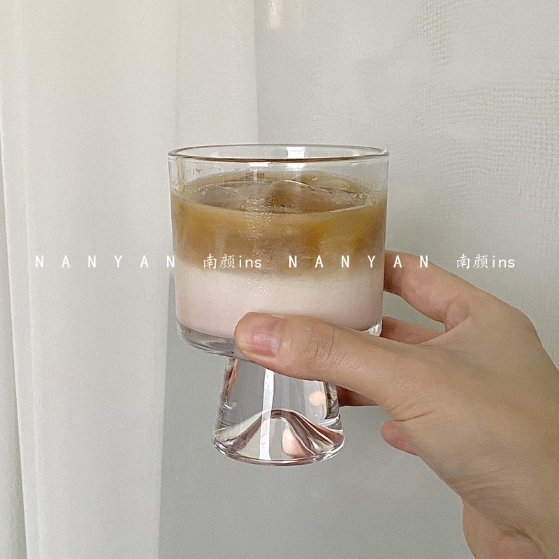 2021 Mesh Red Dining Room Cold Drinks Glass Cups High Foot Cups Juice Bubble Cups of Coffee Cups Korean Wind