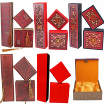 Year of the Zodiac Red Hollow Bracelet Box Ring Jewelry Packaging Box Auspicious Ruyi Red Velvet Pendant Box Tassel Hand