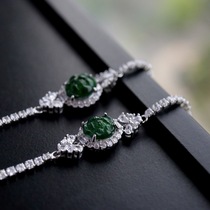 Natural jade peony flower bracelet in the year of birth blooming wealth S925 sterling silver jewelry bracelet light luxury bestie gift