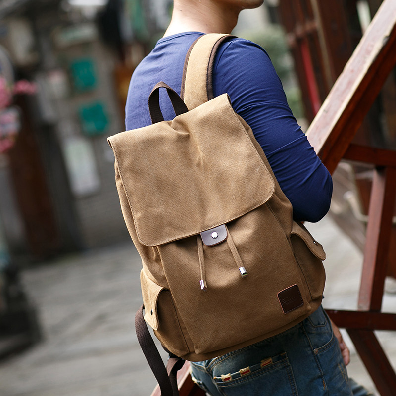 Simu men's bag backpack casual canvas computer backpack travel student fashion trend youth neutral interlayer