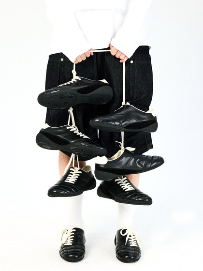 cricle cage环洞真皮斜系带复古足球薄底休闲赛车男女运动平底鞋