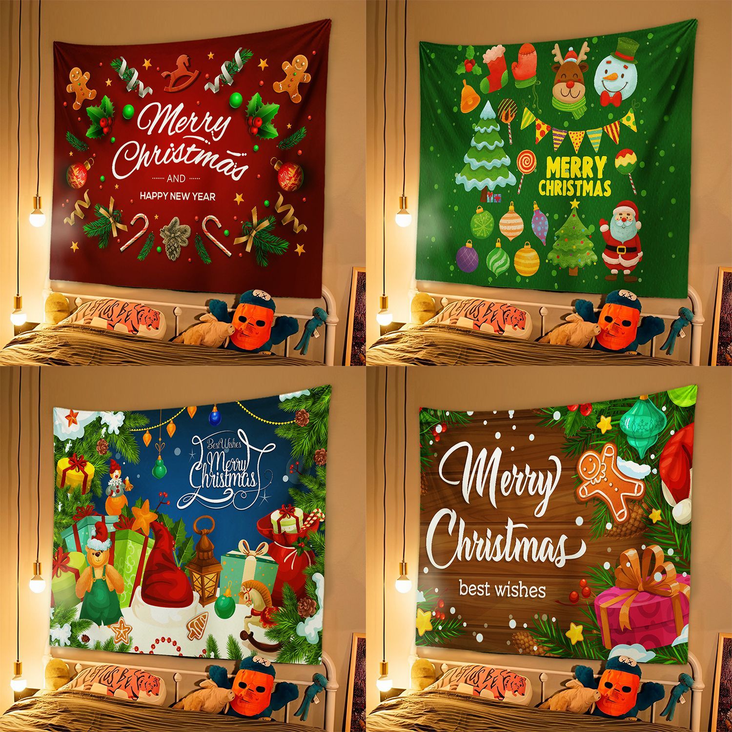 Christmas background cloth Christmas tapestry background wall decoration Christmas tree hanging cloth Christmas placement-Taobao