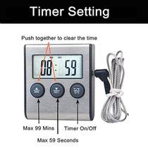 Kitchen Digital Smart Food Thermometer Electronic Timer Oven Probe Meat Thermometer Grill Thermometer