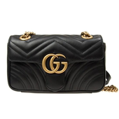 未使用Gucci 古驰GGMarmont皮革黑色女士迷你马蒙22单肩斜跨包