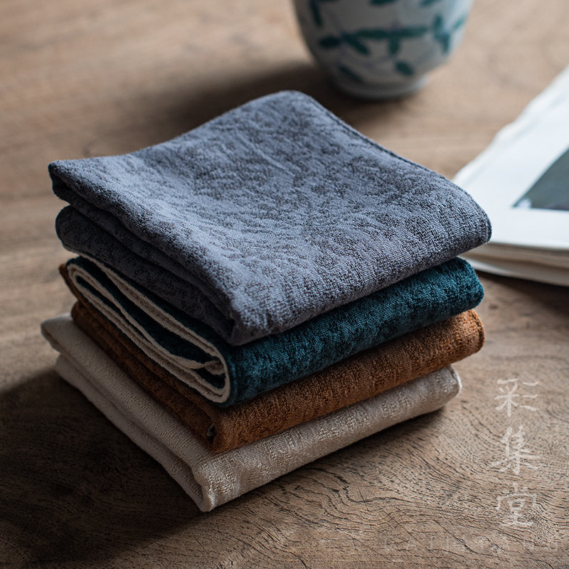 Colour Collection Hall Cotton Linen Jacquard colour tea towels Double sided absorbent square towels tea table cloth raising pot towels tea mat Tea track Zero fit-Taobao