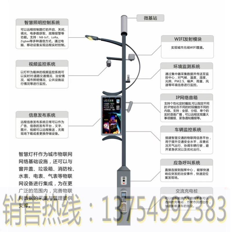 Smart Light Rod Smart Street Lamp Display Screen Gateway Charging Pile Smart Street Lamp 5G Cloud Platform Software Program Free of charge