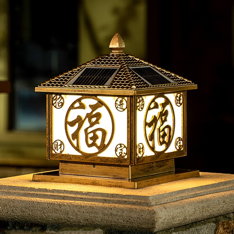 Solar Column Head Lamp Outdoor Waterproof Square Wall Lamp Eurostyle Villa Gate Pillar Home Patio Wall Headlights