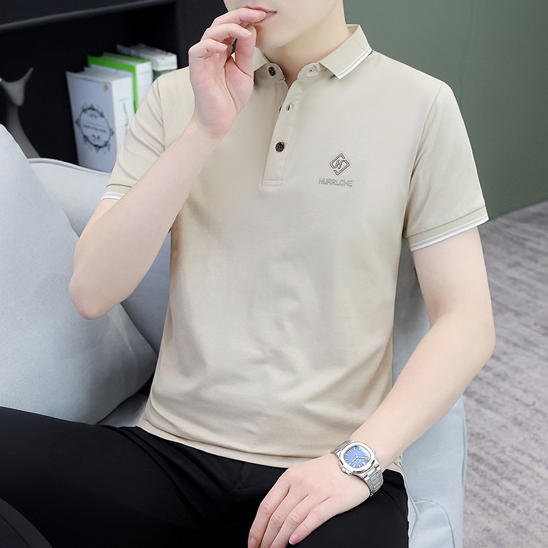 メンズ半袖ポロシャツ、折り襟、高品質純綿、夏スタイル、2026年新作Tシャツ。