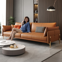 Real Leather Sofa Head Layer Cow Leather Living Room Modern Light Lavish Small Family Type Down Leather Artisan Extremely Simple Trio Sofa