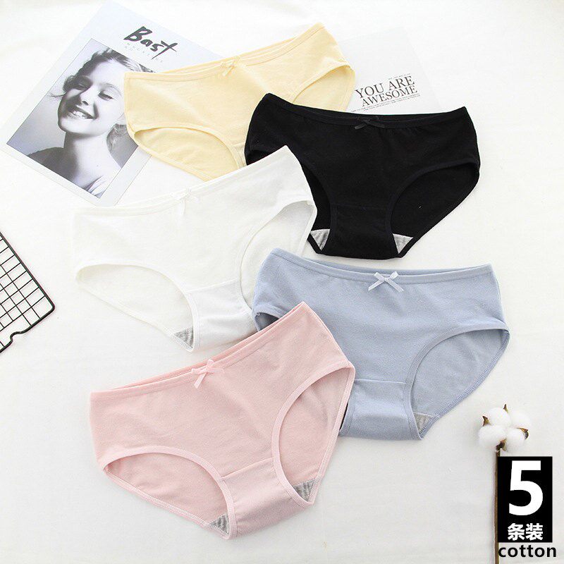 All-cotton Times Underpants women's all-cotton crotch cotton fabric breathable pure cotton crotch mid waist No marks Large size student Triangle pants