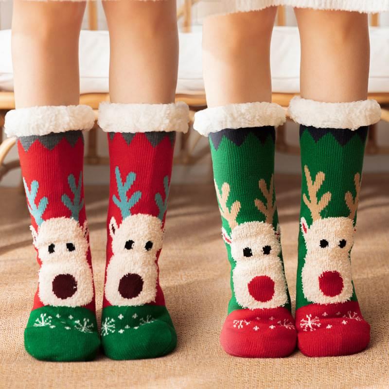 Christmas Socks Flooring Socks Winter Snow Socks Monthly Children Plush Coral Suede Socks Home Sleep Socks Carpet Socks Leg Sleeve-Taobao