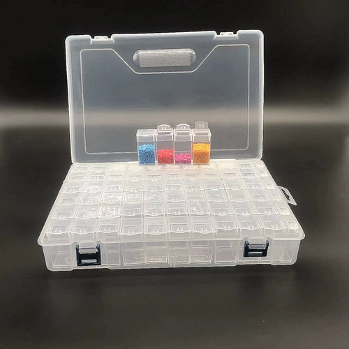 Прозрачная бриллиантовая коробка для хранения, бусины ручной работы, браслет из бисера, блестки для ногтей, бутылка, 60 ячеек