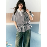 Оригинальная дизайнерская футболка polo, свободный крой, на шнурках