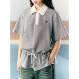 Оригинальная дизайнерская футболка polo, свободный крой, на шнурках