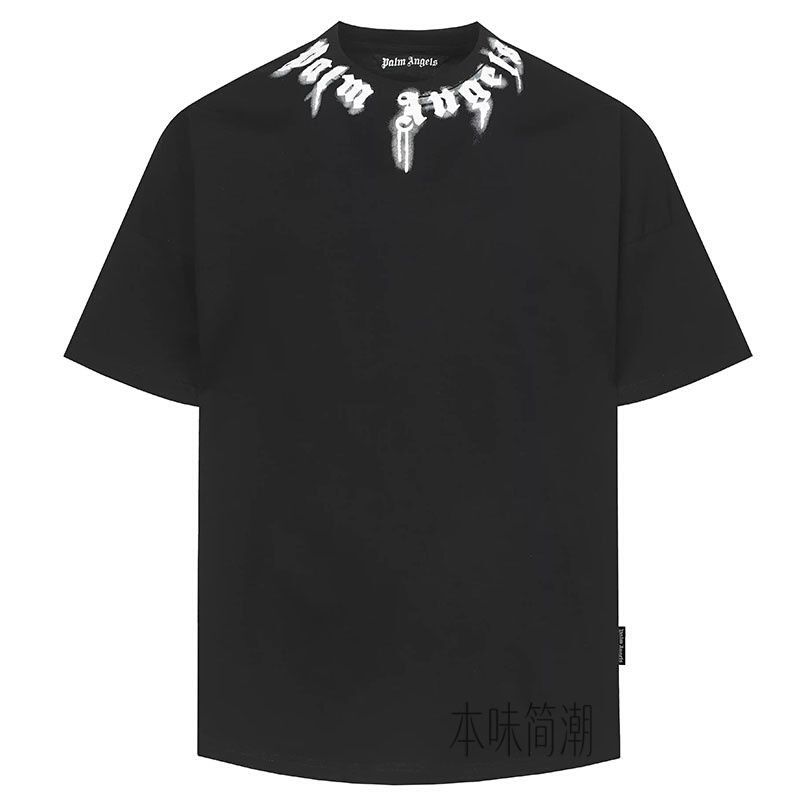 Palm Angels Tie Letter Print Unisex Casual Versatile Short-Sleeve T-Shirt Top Palm Angels Tie Letter Print Unisex Casual Versatile Short-Sleeve T-Shirt Top
