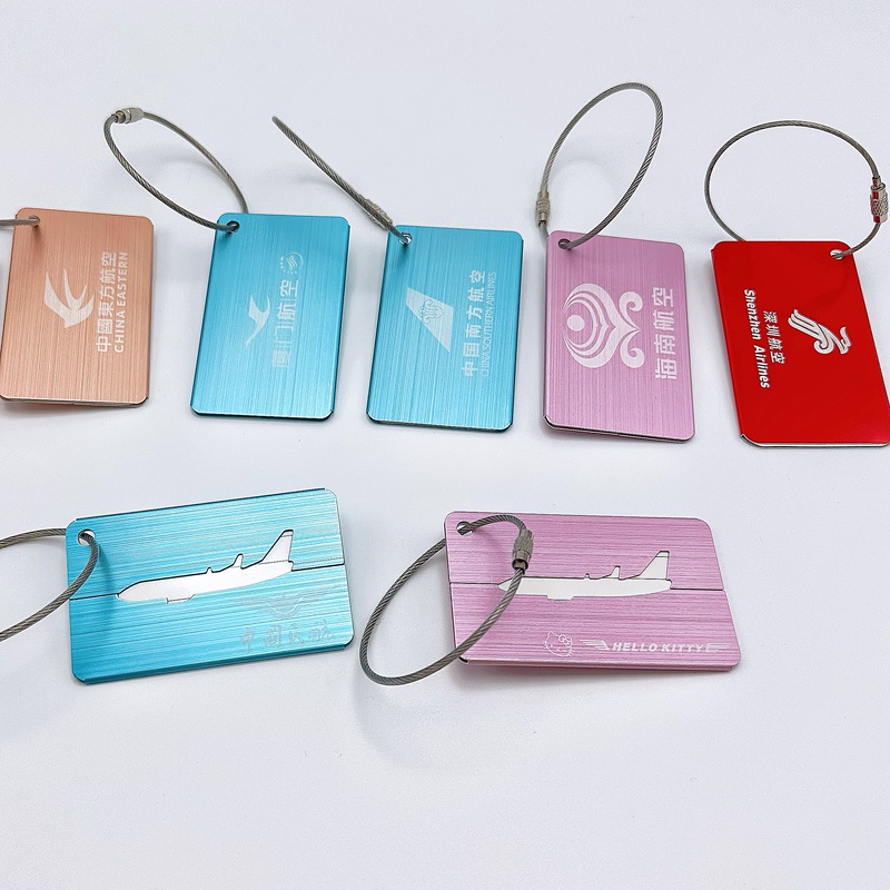 Metal Brushed Finish Airplane-Shaped Luggage Tag Flight Attendant Flight Case Pendant Flight Crew Overnight Bag Small Bag Airline Tag