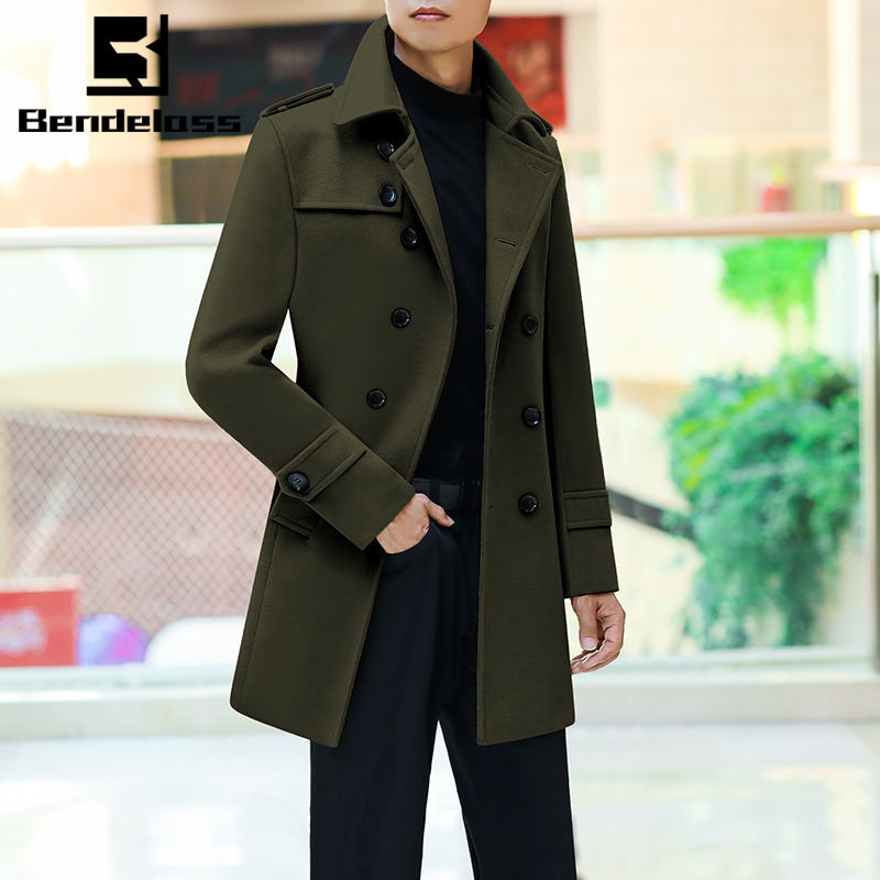 Men's Thickened Trench Coat, New Autumn and Winter Style, Double-Breasted Mid-Length Woolen Coat, Light Luxury Casual Wool Overcoat Men's Thickened Trench Coat, New Autumn and Winter Style, Double-Breasted Mid-Length Woolen Coat, Light Luxury Casual Wool Overcoat
