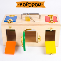 Wooden Montessori lock box lock box kindergarten daily unlock teaching aids children early education educational toys