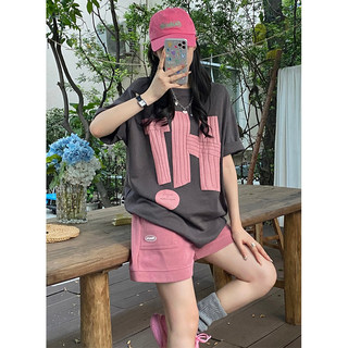 网红时尚运动服套装女夏季新款宽松韩版学生短袖短裤休闲两件套潮
