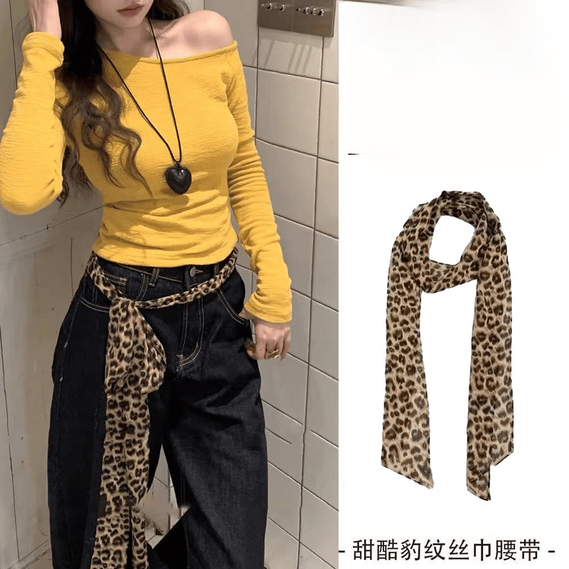 【Fashionable and Versatile】Vintage Leopard Print Silk Scarf for Multiple Uses