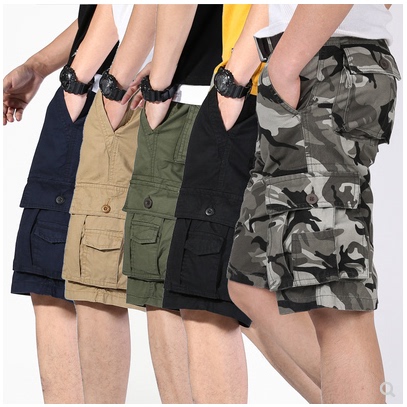 Men's Cropped Pants, Polyester-Cotton Loose Straight-Leg Cargo Pants, Summer Camouflage Shorts, Mid-Waist Casual Washed Cotton Breeches, Trendy Men's Cropped Pants, Polyester-Cotton Loose Straight-Leg Cargo Pants, Summer Camouflage Shorts, Mid-Waist Casual Washed Cotton Breeches, Trendy