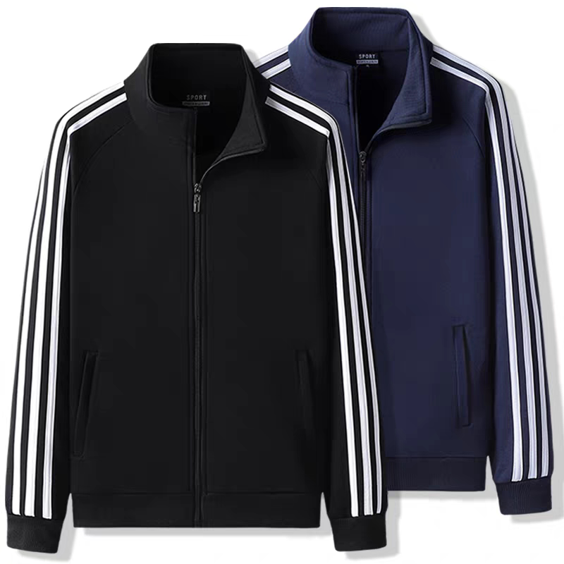 Three-Stripe Sports Jacket, Pure Cotton Sweatshirt for Men, Spring, Autumn and Winter, Fleece-Lined, Thickened Coat, Loose Fit, Long-Sleeved Cardigan, Large Size Three-Stripe Sports Jacket, Pure Cotton Sweatshirt for Men, Spring, Autumn and Winter, Fleece-Lined, Thickened Coat, Loose Fit, Long-Sleeved Cardigan, Large Size