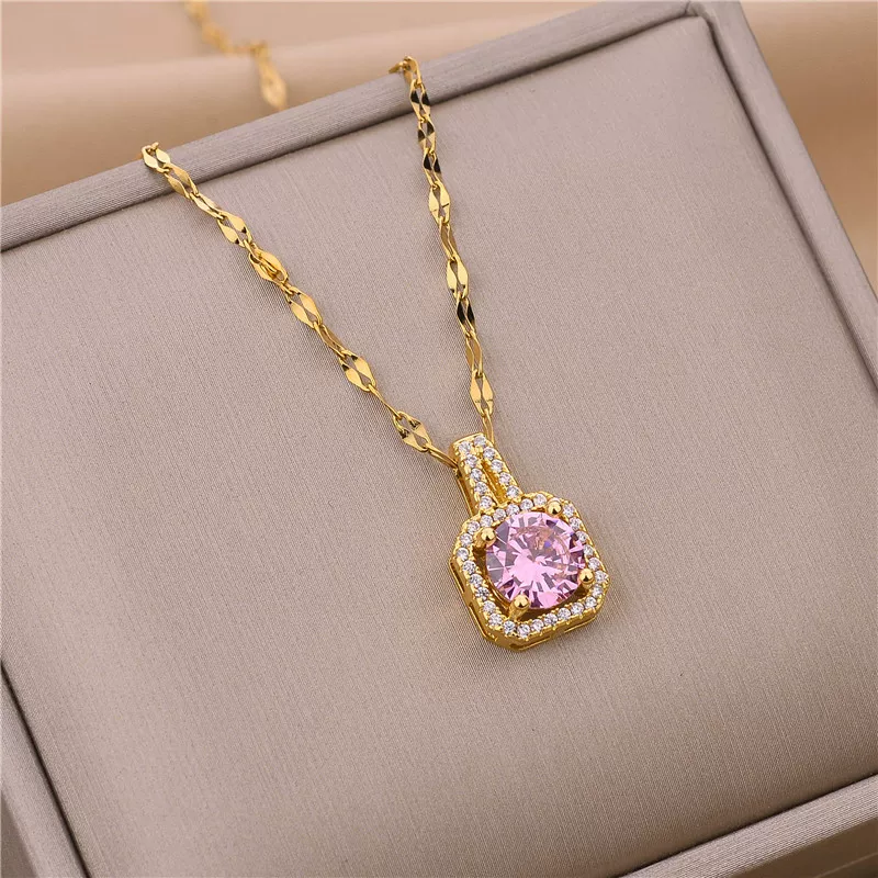 Роскошное подвесное zirconia ожерелье с цепью на ключницу, для женщины