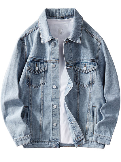 啄木鸟初秋休闲帅气2024新款牛仔外套男春秋韩版牛仔衣工装夹克男