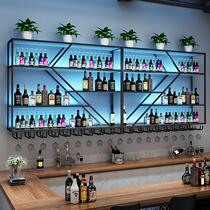 Bar wine cabinet hanging wine rack wall-mounted storage rack restaurant iron wine rack bar wall creative display rack
