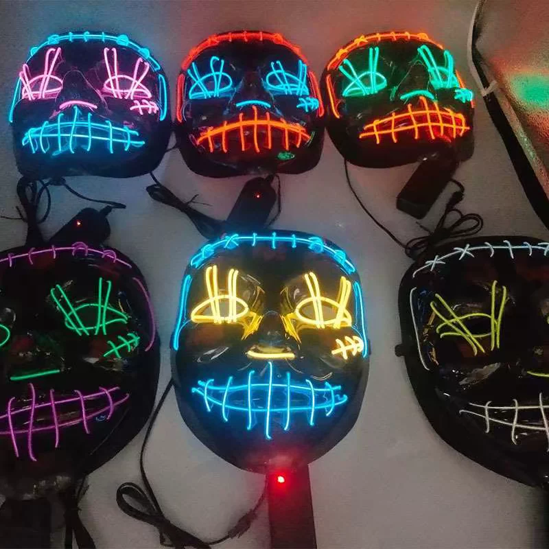 [New luminous mask LED mask cold light Halloween props horror]