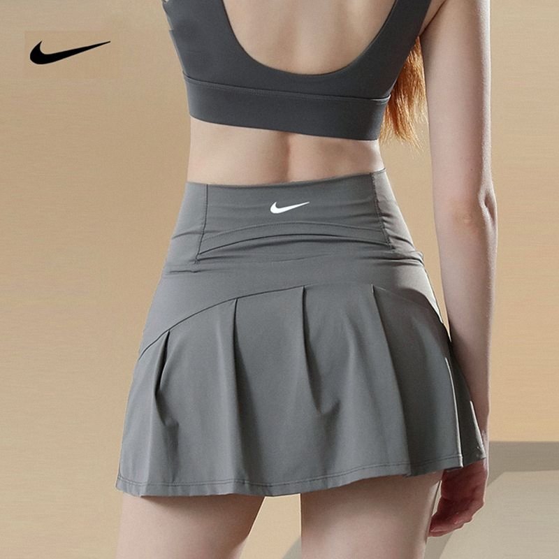 ナイキのレディーススポーツスカート、ヨガトレーニング、露出防止テニススカート、ハイウエスト、スリム効果、フィットネスランニングスカート。