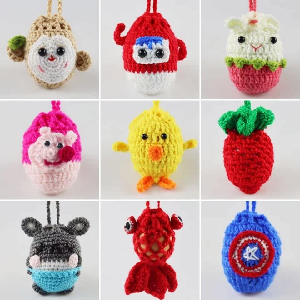 Lixia Terminal Festival Cartoon Goldfish Small Yellow Egg pocket handmade woven wool egg net children hanging neck egg bag