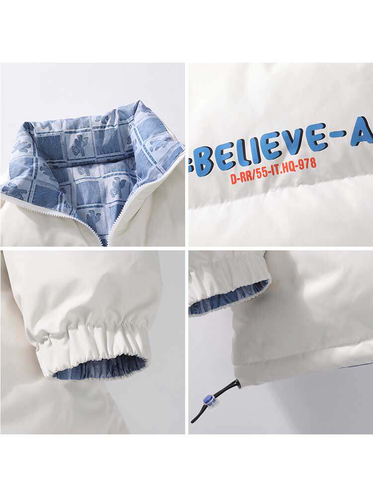 NASA CO-BRANDED REVERSIBLE JACKET MENS WINTER COTTON JACKET TRENDY BRAND THICKENED DOWN COTTON JACKET COUPLE WINTER JACKET