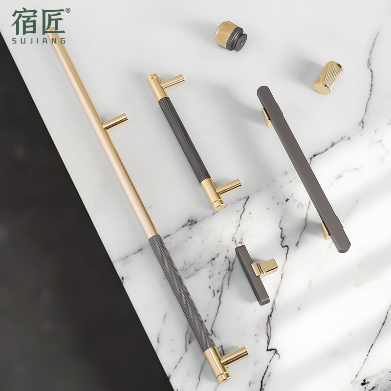 Nordic style upscale gold light extravagant cabinet door handle wardrobe door large handle modern minimalist Drawers Wine Shoe Cabinet Black