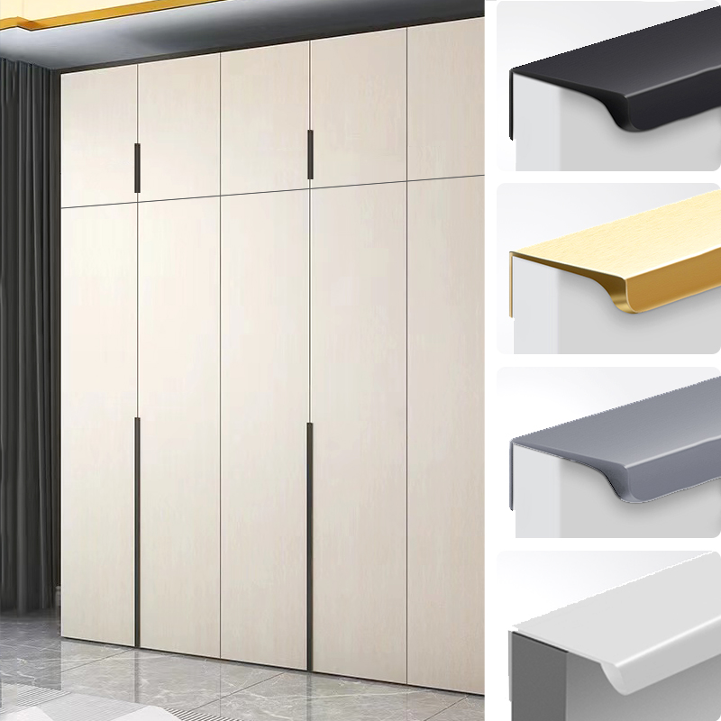 One-to-top wardrobe invisible pull handle through top modern extremely minimalist overall cabinet door handle embedded ultra-thin lengthened
