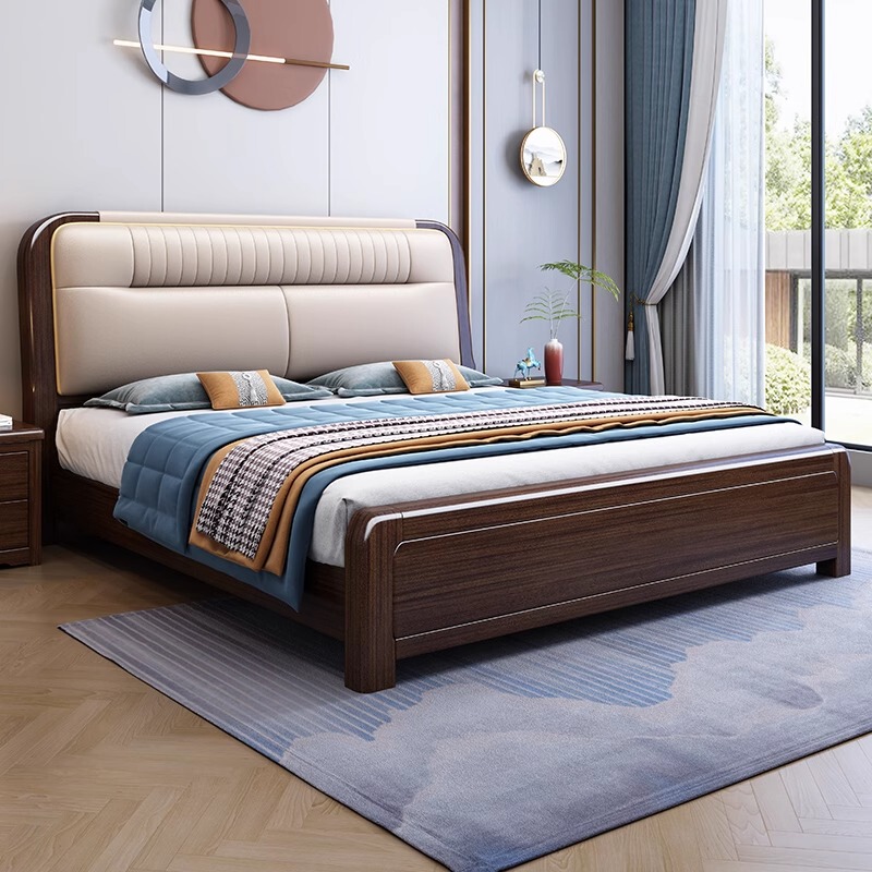 Purple Sandalwood Solid Wood Bed 1.8m Double Bed Modern Master Bedroom Soft Backrest 1.5m Light Luxury Storage Soft Upholstery Wedding Bed Purple Sandalwood Solid Wood Bed 1.8m Double Bed Modern Master Bedroom Soft Backrest 1.5m Light Luxury Storage Soft Upholstery Wedding Bed