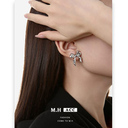 Korean bow earrings for women ins style, temperament, versatile and exquisite cross-border earrings 925 silver needle high-end earrings