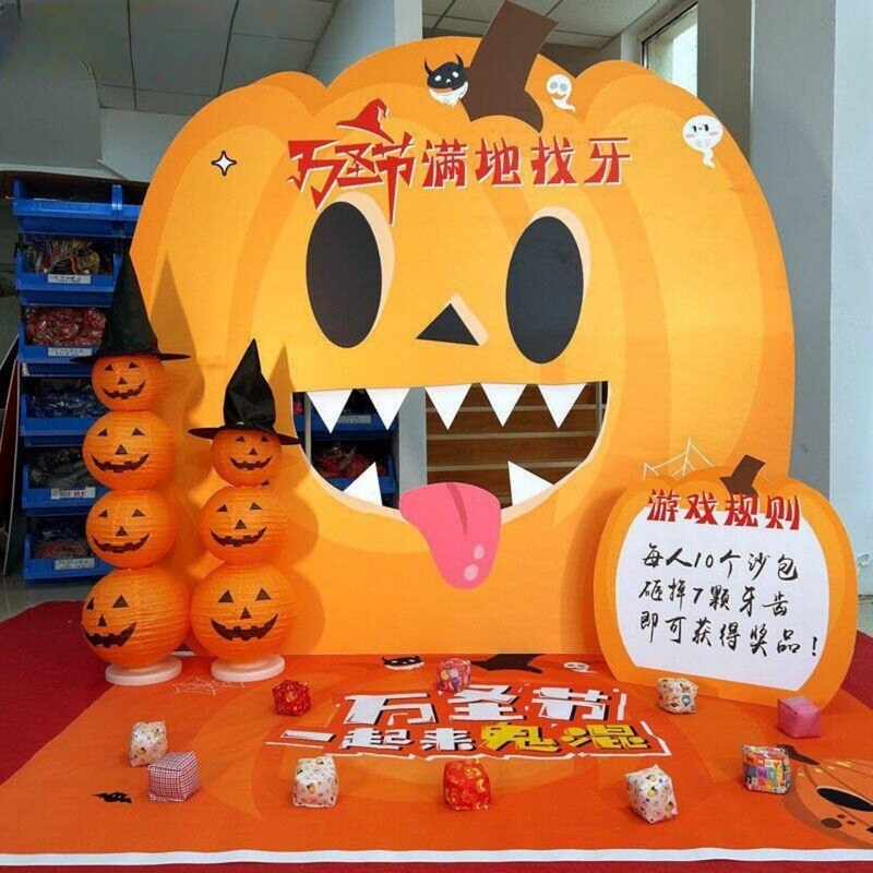 Halloween-Themed Activities Include Finding Teeth on the Ground, Pumpkin Shooting, Ghost-Hunting Team Building, Interactive Lottery Games, and Props