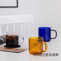 Klein blue coffee cup ins and heat resistant glass transparent amber tape to design the large capacity niche design Mark cup