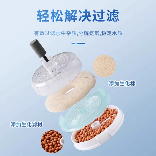 Фильтр Water Fairy, круглый аквариум для рыбы, кислородный циркуляционный насос для очистки воды «три в одном», встроенный небольшой сверхтихий кислородный насос