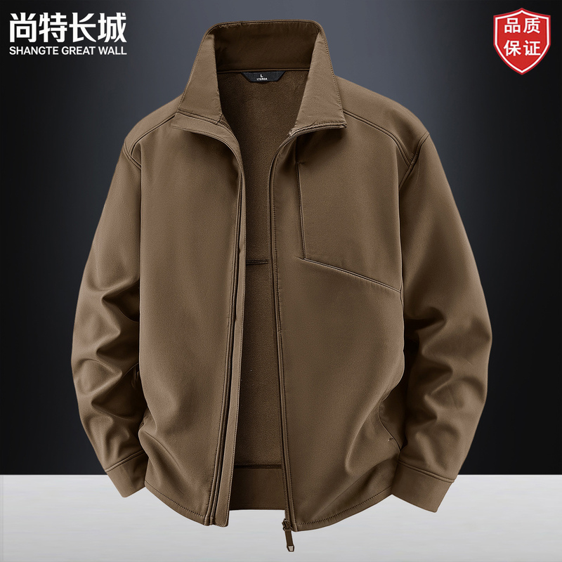 New Autumn and Winter Jacket for Men, Soft Shell Fleece Jacket, Outdoor Windbreaker, Stand Collar, Simple Cardigan, Men's Outerwear New Autumn and Winter Jacket for Men, Soft Shell Fleece Jacket, Outdoor Windbreaker, Stand Collar, Simple Cardigan, Men's Outerwear