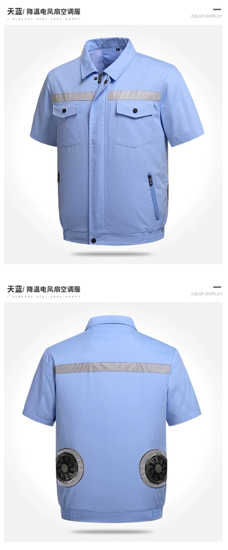 ao bao ho lao dong Quần áo điều hòa cotton nguyên chất, quần áo quạt mùa hè nam nữ, quần yếm làm mát, quần áo đơn dài tay ngắn chống bỏng thợ hàn quần áo bảo hộ lao động quần áo bảo hộ lao dộng