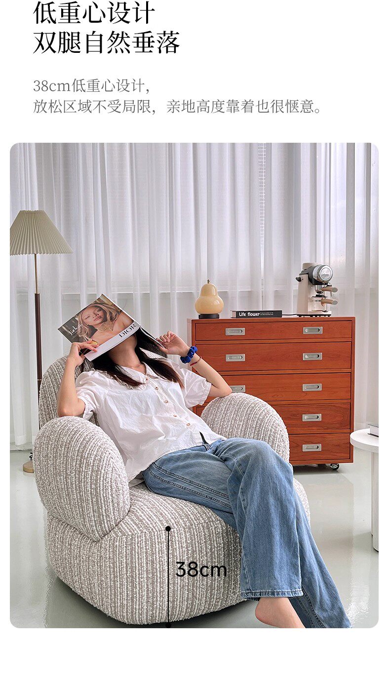 Мягкое кресло 法式小户型家用单人沙发椅现代简约阳台客厅布艺可旋转懒人休闲椅 Other home