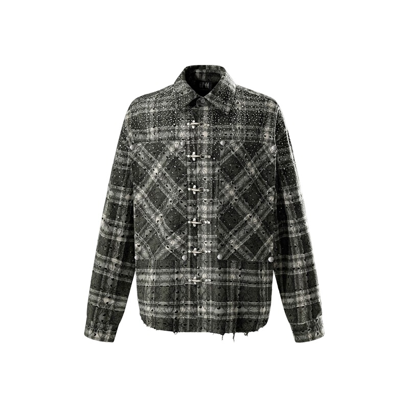 【Tbhnp】Theboyhasnopatience Sunlight and Moonlight Rhinestone Airplane Buckle Long Sleeve Shirt