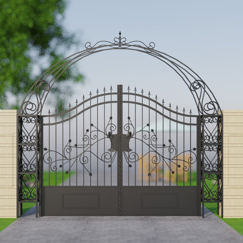 Wrought iron outdoor small door semi-arched European-style door head flower rack yard gate outdoor villa courtyard garden custom-made