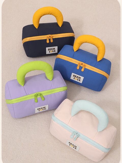 Fashionable and Simple Marshmallow Pillow Cosmetic Bag, Business Trip Travel Cosmetics Storage Bag, Multi-Functional Portable Toiletry Bag