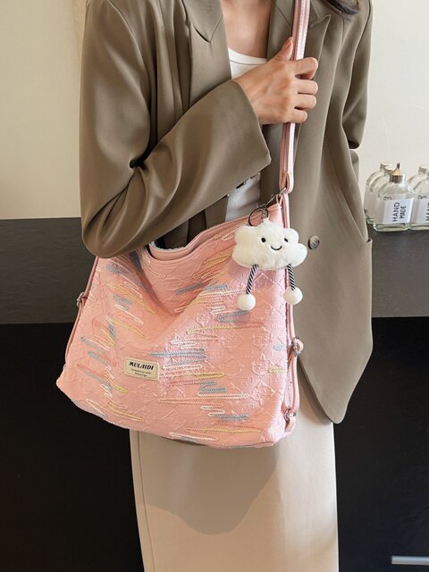 Large-Capacity Tote Bag, Spring and Summer Style, Single Shoulder Crossbody Bag, High-End Versatile Commuter Backpack, Three-Use Niche Canvas Bag