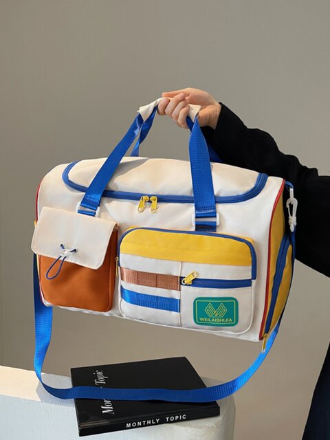 High-Looking Women's Large-Capacity Cute Luggage Bag, Dopamine Gym Bag for the Back-To-School Season, Can Be Used as a Trolley Bag for Short Trips